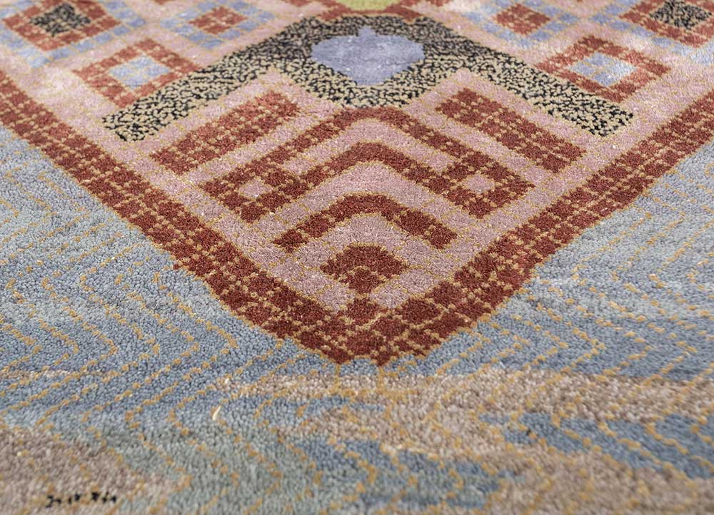 freedom manchaha ivory wool and bamboo silk hand knotted Rug - CloseUp