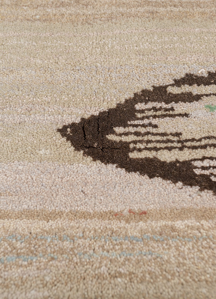 freedom manchaha ivory wool and bamboo silk hand knotted Rug - CloseUp