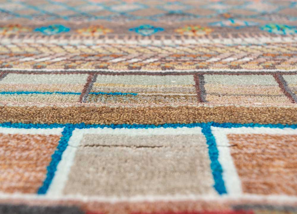 manchaha beige and brown wool and bamboo silk hand knotted Rug - CloseUp