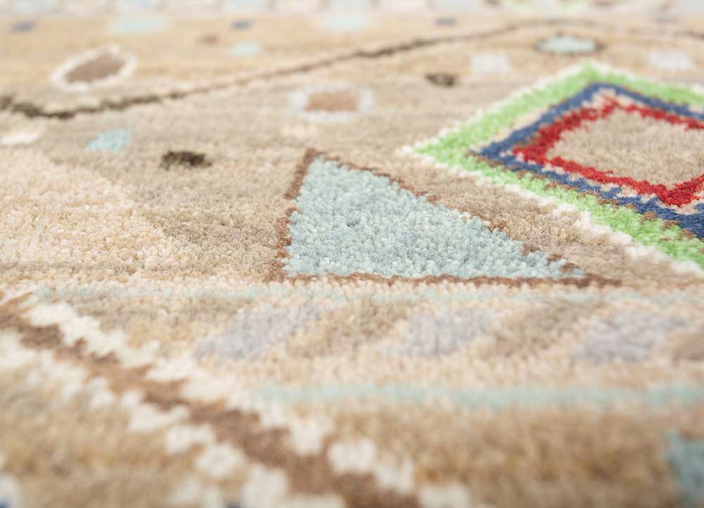 manchaha beige and brown wool and bamboo silk hand knotted Rug - CloseUp