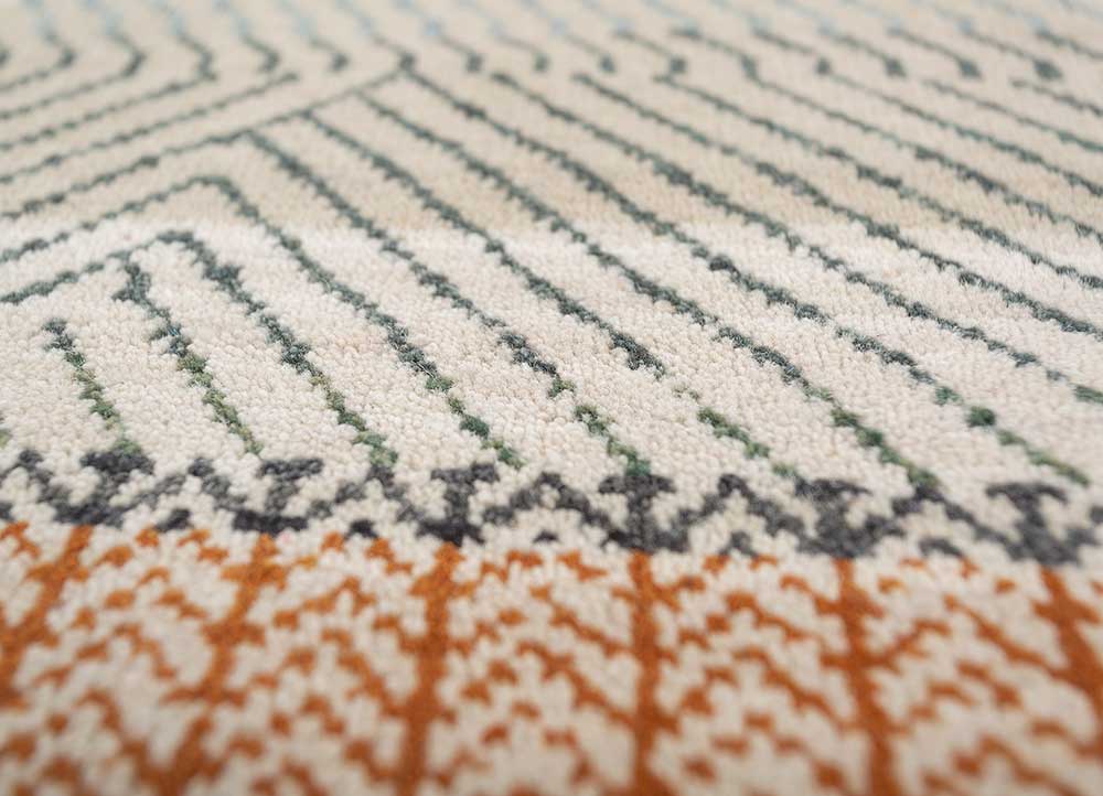 manchaha ivory wool and bamboo silk hand knotted Rug - CloseUp