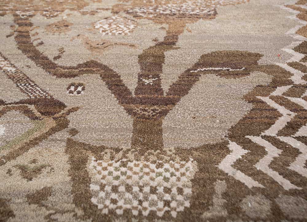 manchaha beige and brown wool and bamboo silk hand knotted Rug - CloseUp