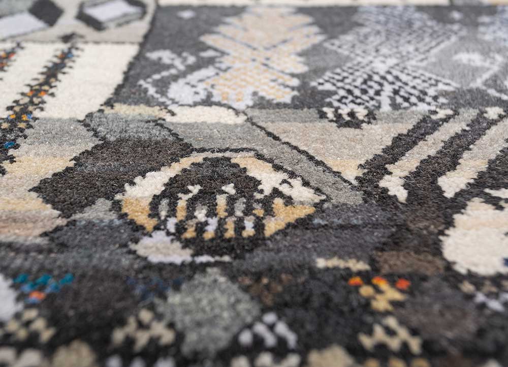 manchaha ivory wool and bamboo silk hand knotted Rug - CloseUp