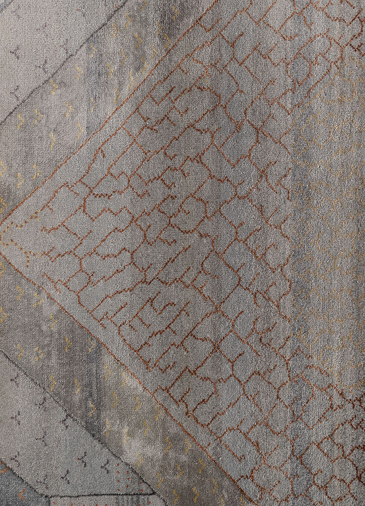 freedom manchaha blue wool and bamboo silk hand knotted Rug - CloseUp