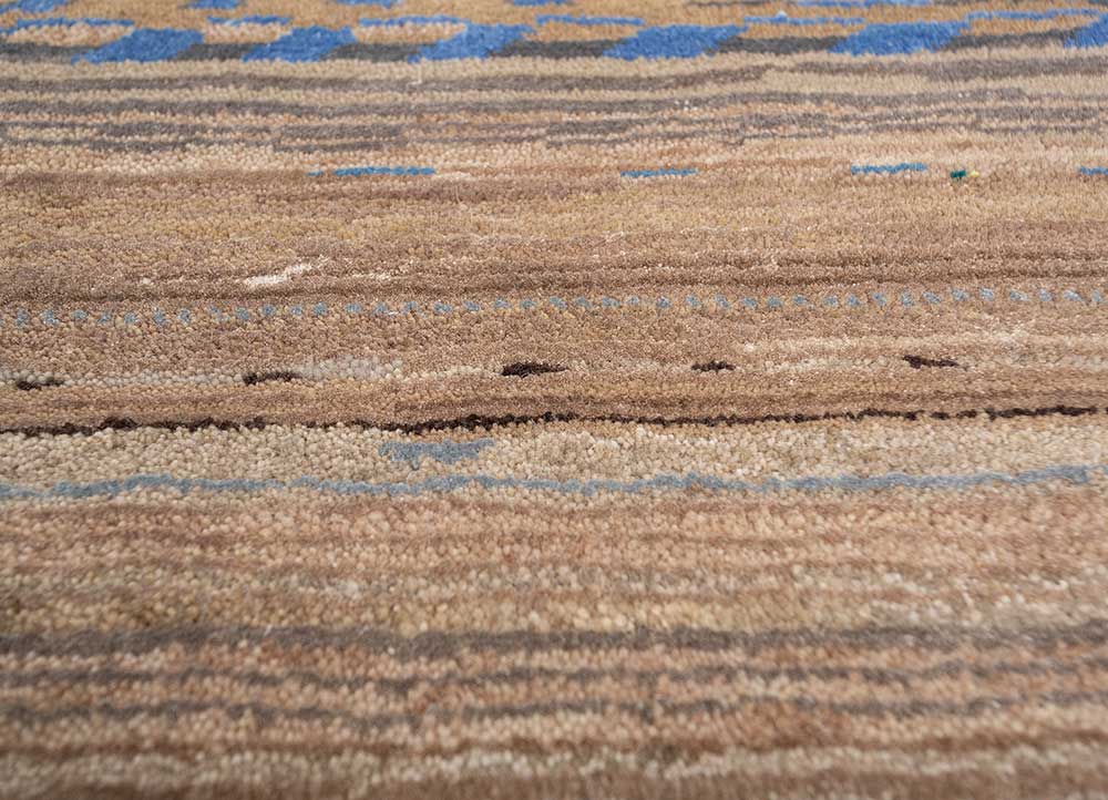manchaha beige and brown wool and bamboo silk hand knotted Rug - CloseUp