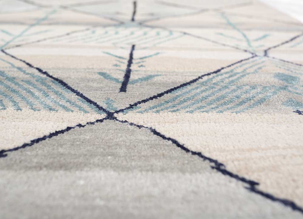 manchaha ivory wool and bamboo silk hand knotted Rug - CloseUp