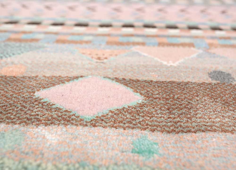 manchaha pink and purple wool and bamboo silk hand knotted Rug - CloseUp