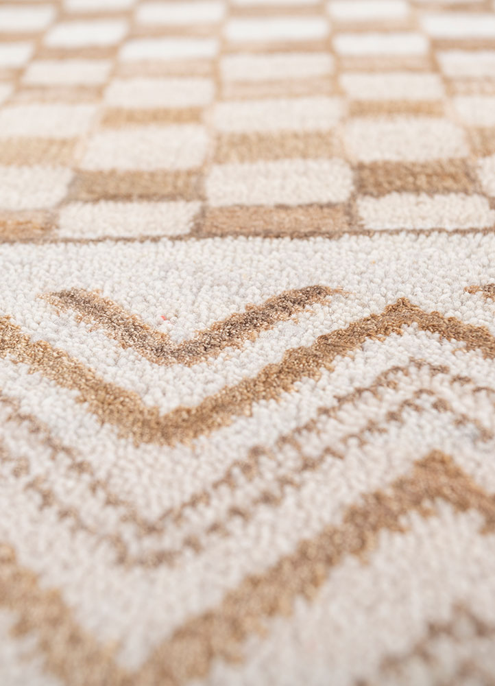 manchaha ivory wool and bamboo silk hand knotted Rug - CloseUp