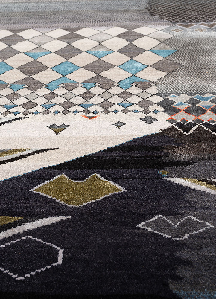 manchaha ivory wool and bamboo silk hand knotted Rug - CloseUp
