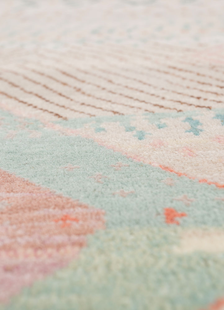 manchaha pink and purple wool and bamboo silk hand knotted Rug - CloseUp