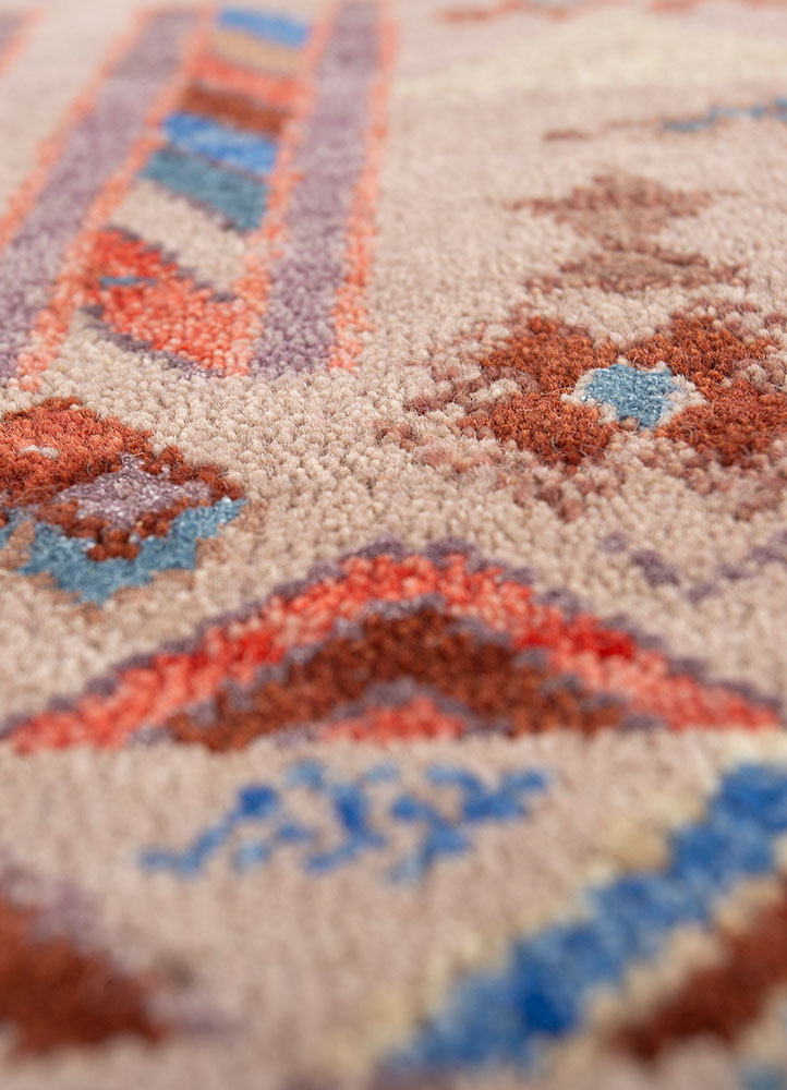 manchaha pink and purple wool and bamboo silk hand knotted Rug - CloseUp
