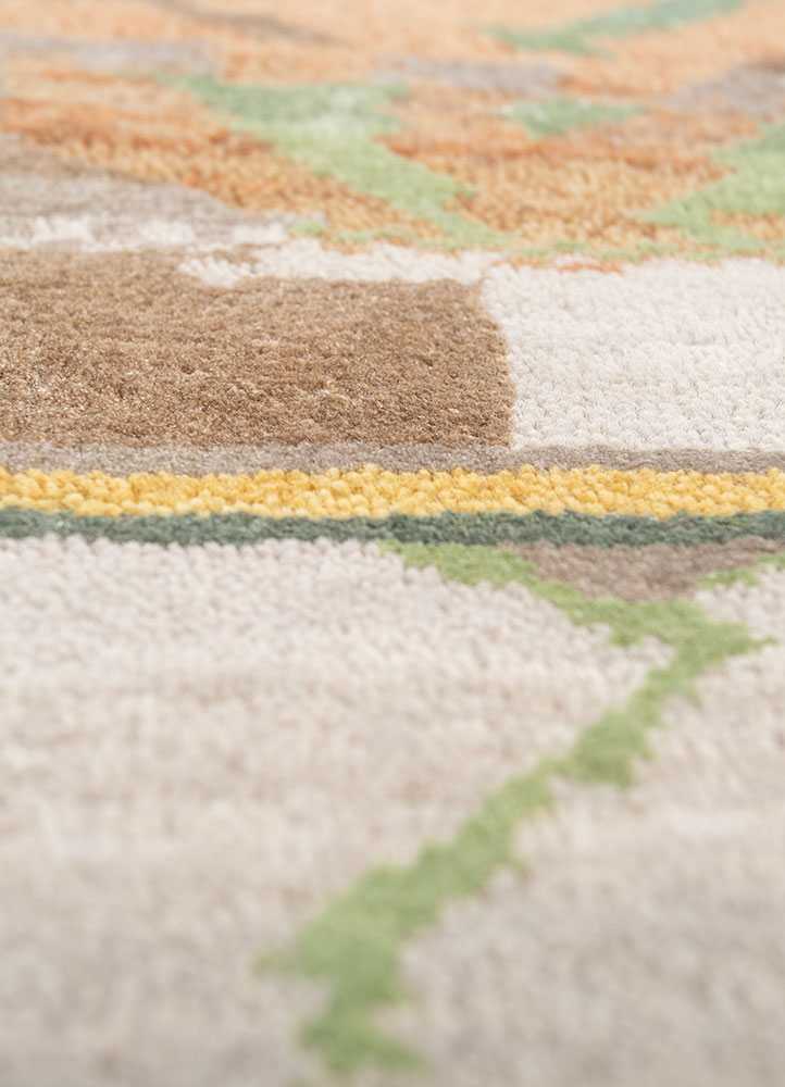 manchaha ivory wool and bamboo silk hand knotted Rug - CloseUp