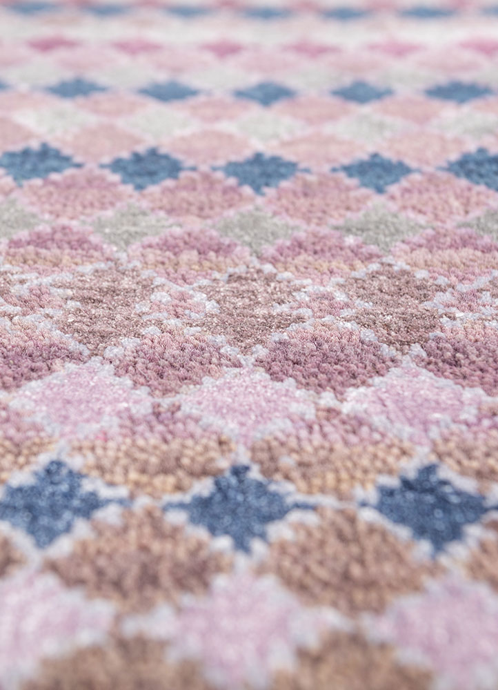 manchaha pink and purple wool and bamboo silk hand knotted Rug - CloseUp