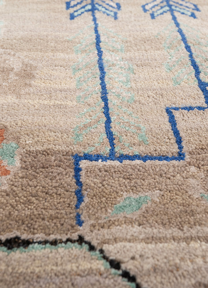 manchaha beige and brown wool and bamboo silk hand knotted Rug - CloseUp