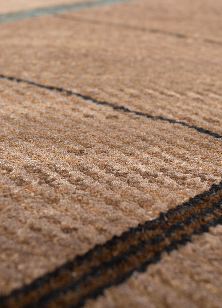 manchaha beige and brown wool and bamboo silk hand knotted Rug - CloseUp