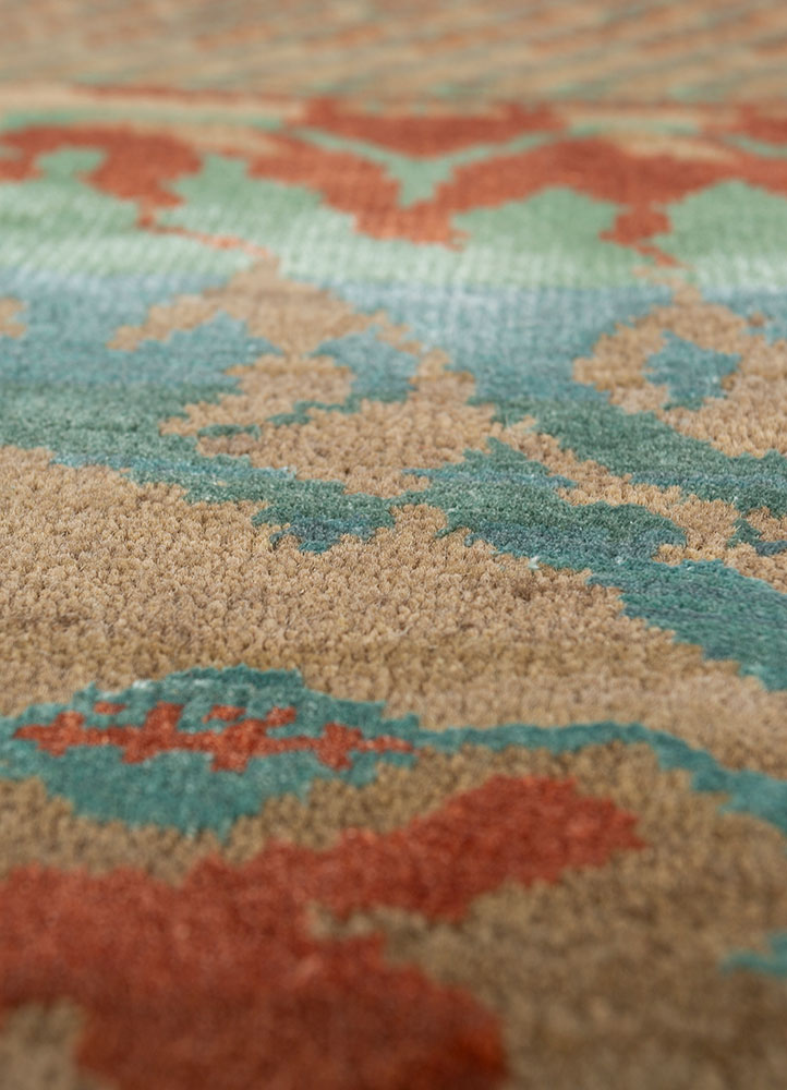 manchaha beige and brown wool and bamboo silk hand knotted Rug - CloseUp