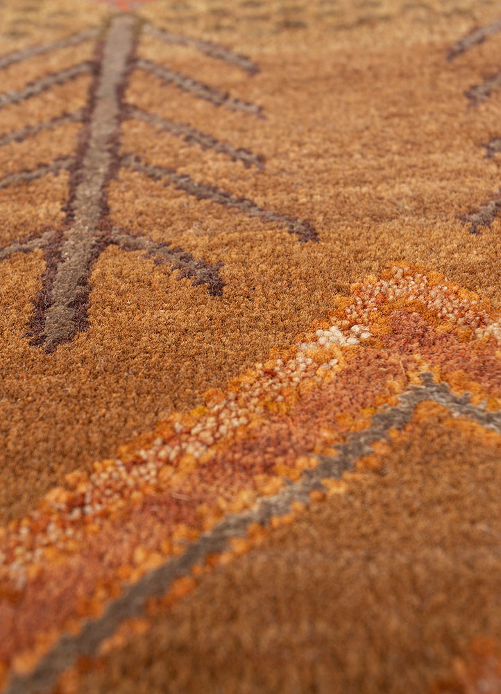 manchaha beige and brown wool and bamboo silk hand knotted Rug - CloseUp