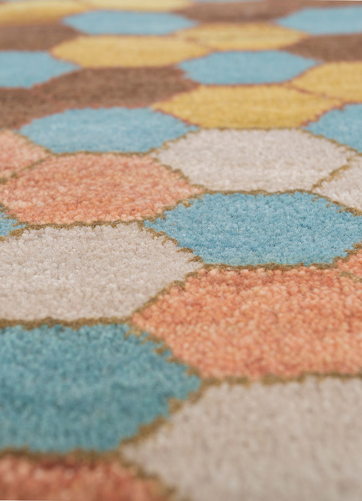 manchaha blue wool and bamboo silk hand knotted Rug - CloseUp