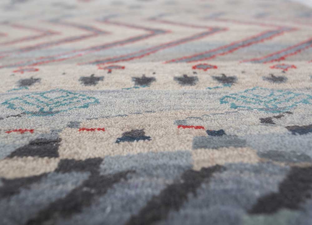 manchaha blue wool and bamboo silk hand knotted Rug - CloseUp