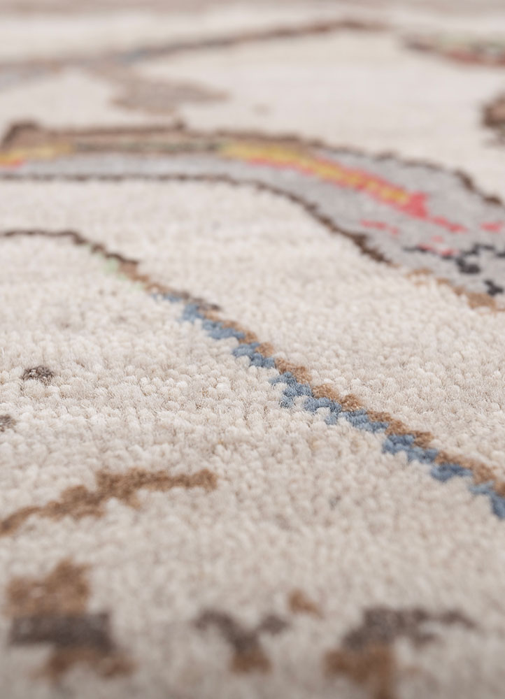 manchaha beige and brown wool and bamboo silk hand knotted Rug - CloseUp