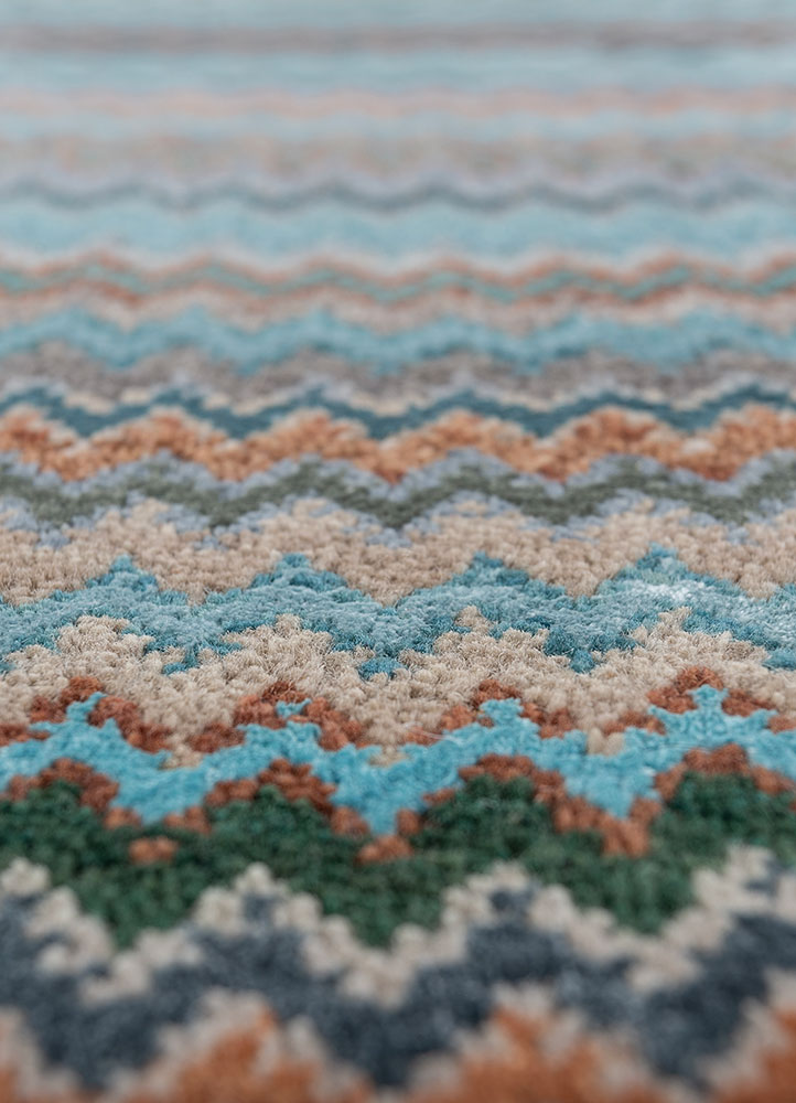 manchaha blue wool and bamboo silk hand knotted Rug - CloseUp