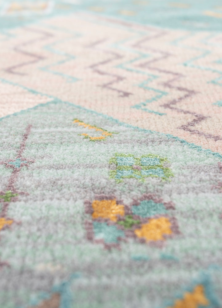 manchaha blue wool and bamboo silk hand knotted Rug - CloseUp