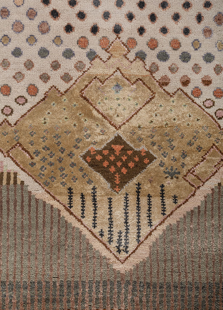 manchaha ivory wool and bamboo silk hand knotted Rug - CloseUp