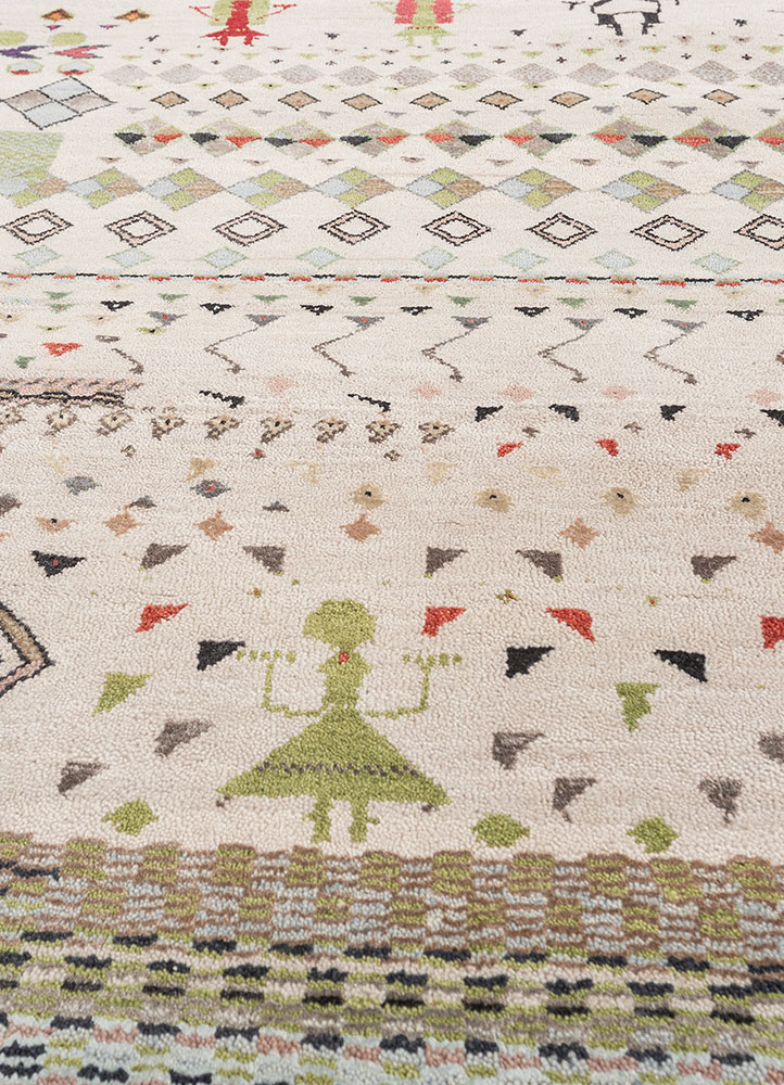 manchaha ivory wool and bamboo silk hand knotted Rug - CloseUp