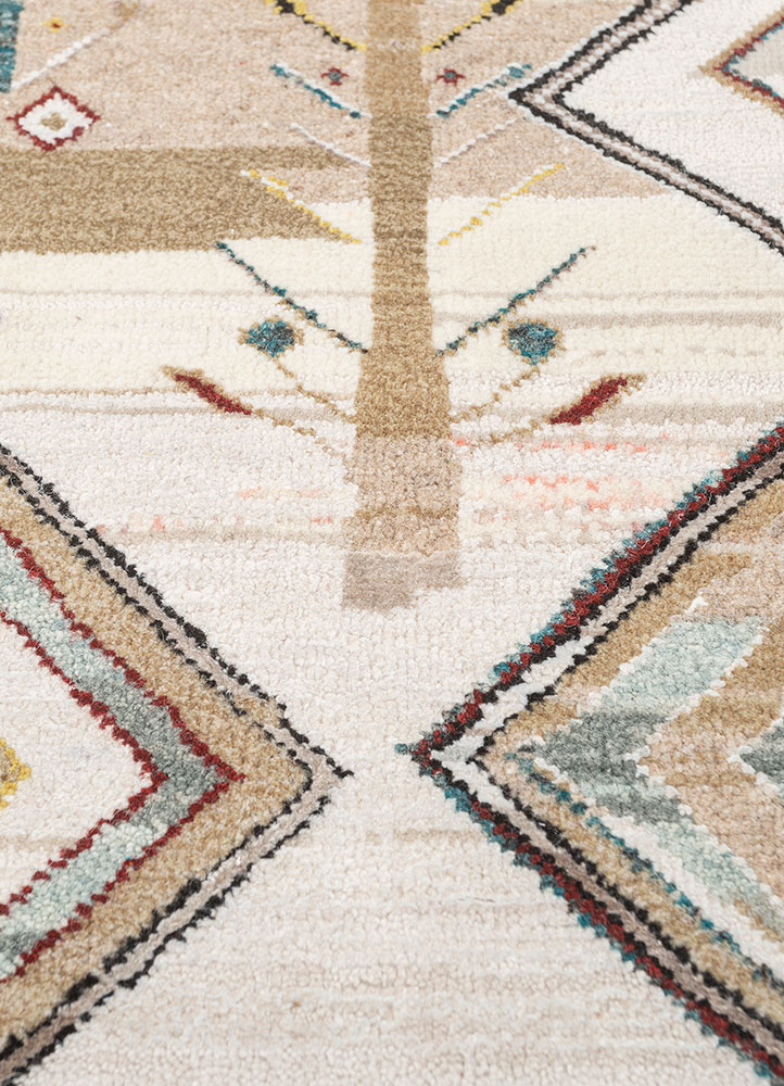 manchaha beige and brown wool and bamboo silk hand knotted Rug - CloseUp