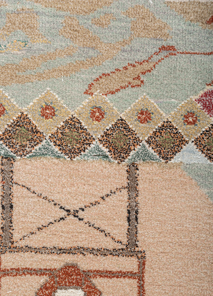 manchaha blue wool and bamboo silk hand knotted Rug - CloseUp