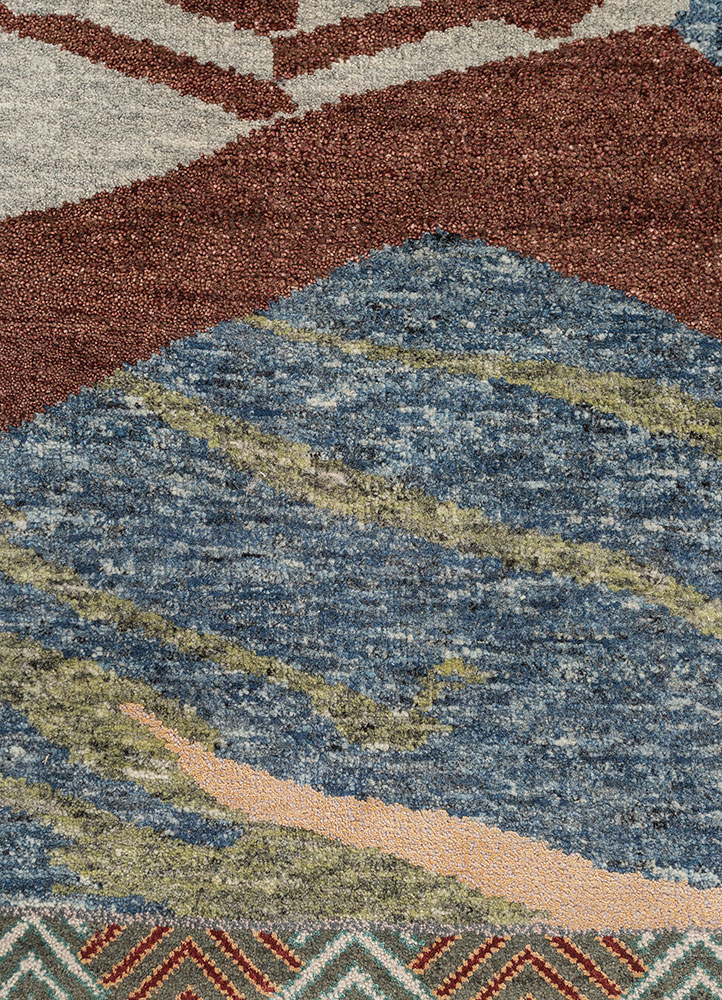 manchaha beige and brown wool and bamboo silk hand knotted Rug - CloseUp