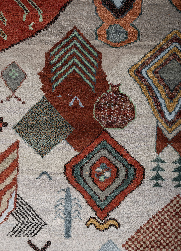 manchaha blue wool and bamboo silk hand knotted Rug - CloseUp