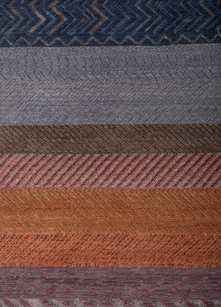 manchaha pink and purple wool and bamboo silk hand knotted Rug - CloseUp