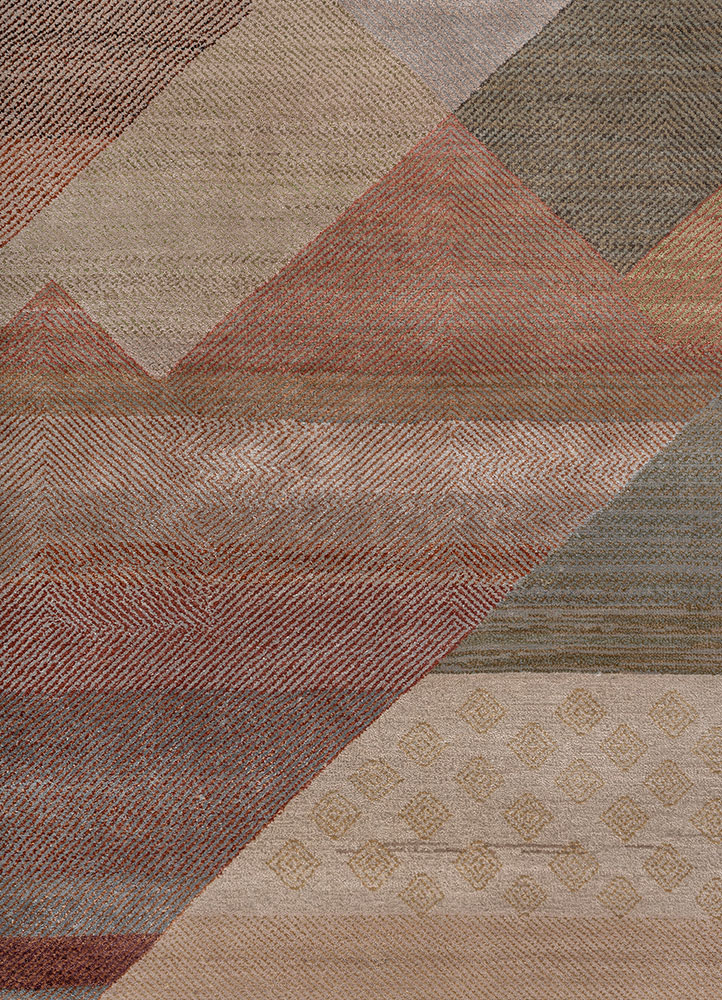 manchaha pink and purple wool and bamboo silk hand knotted Rug - CloseUp