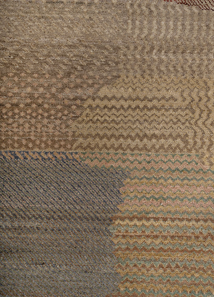 manchaha gold wool and bamboo silk hand knotted Rug - CloseUp