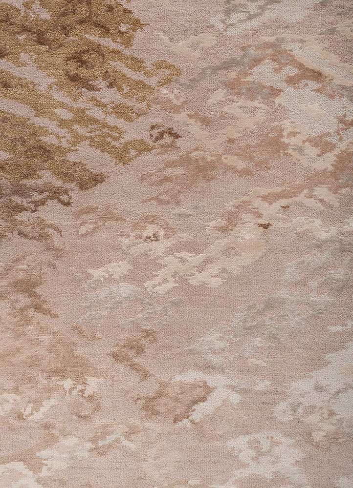 manchaha pink and purple wool and bamboo silk hand knotted Rug - CloseUp
