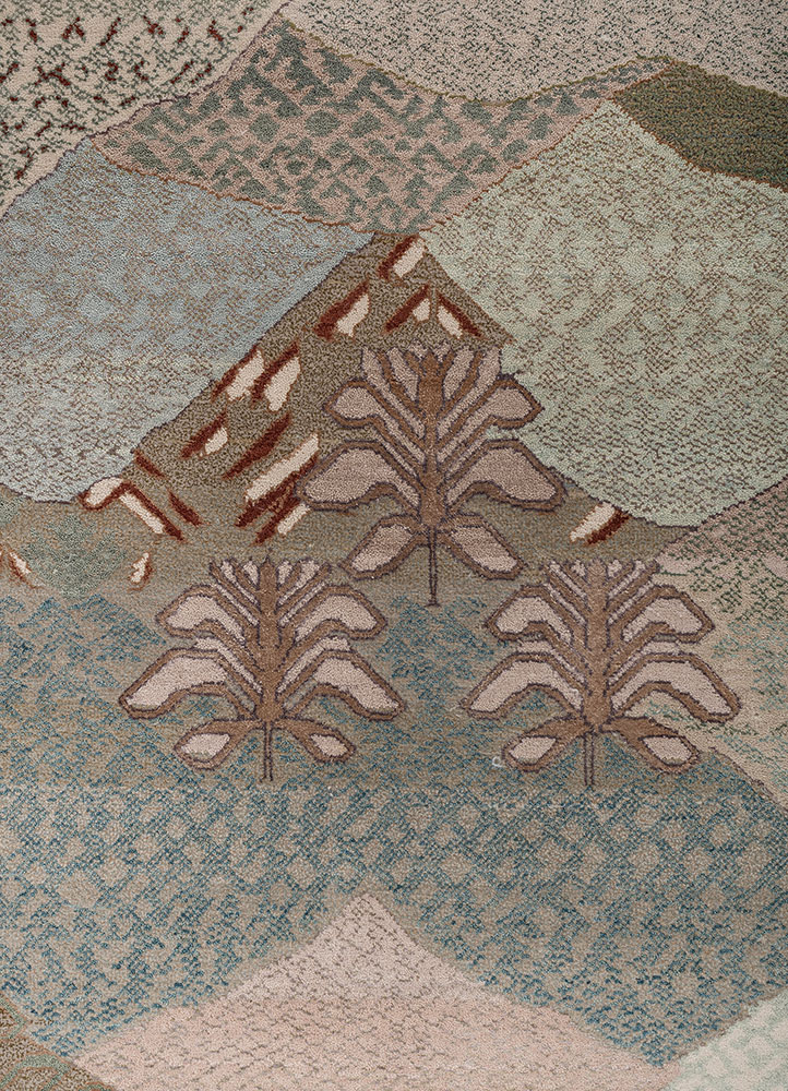 manchaha pink and purple wool and bamboo silk hand knotted Rug - CloseUp