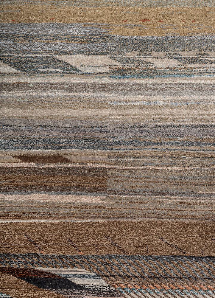 manchaha gold wool and bamboo silk hand knotted Rug - CloseUp