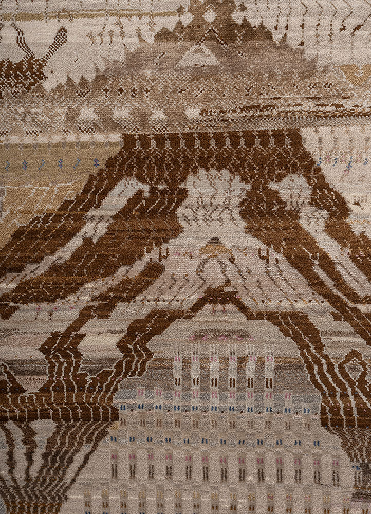 manchaha ivory wool and bamboo silk hand knotted Rug - CloseUp