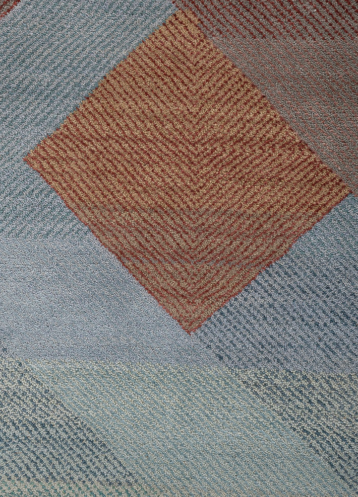 manchaha blue wool and bamboo silk hand knotted Rug - CloseUp