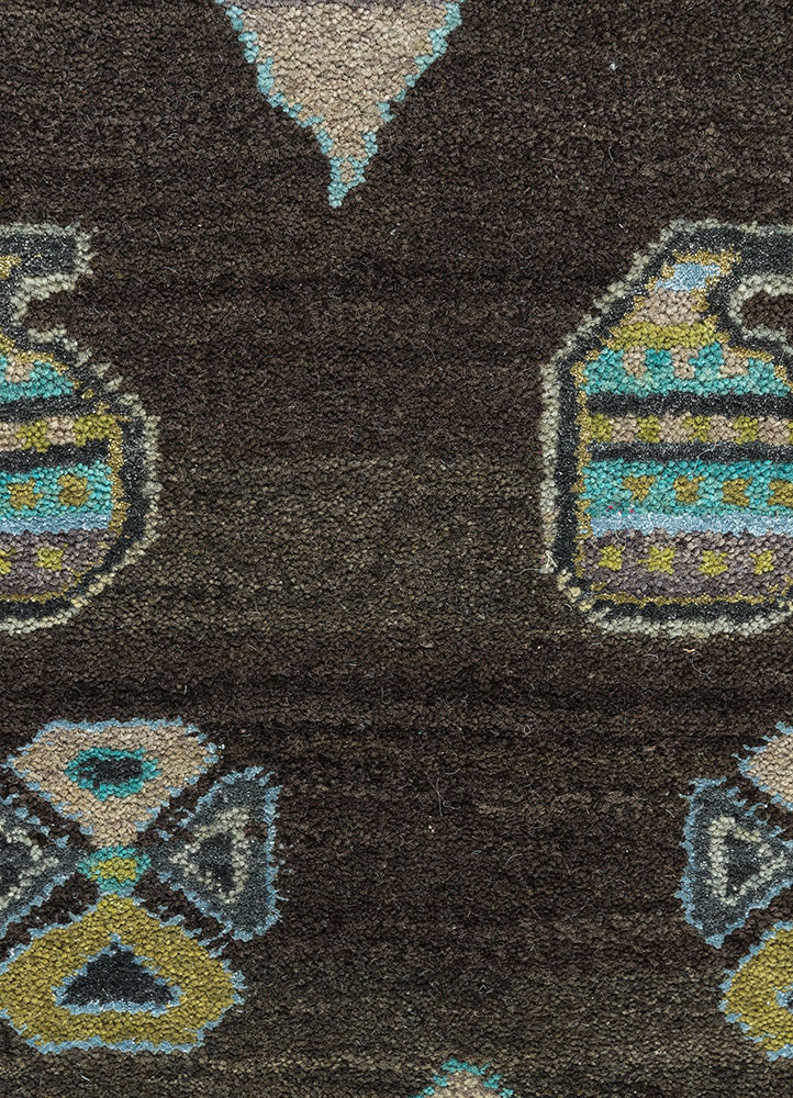 manchaha blue wool and bamboo silk hand knotted Rug - CloseUp