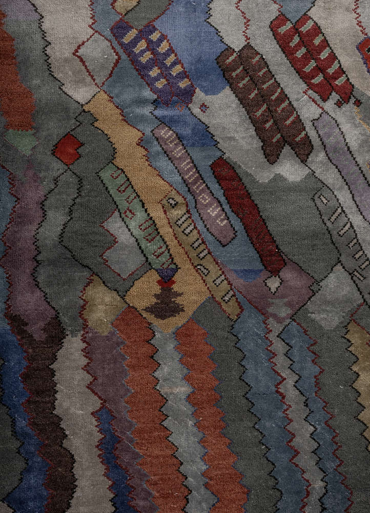 weaver art reserve red and orange wool and bamboo silk hand knotted Rug - CloseUp