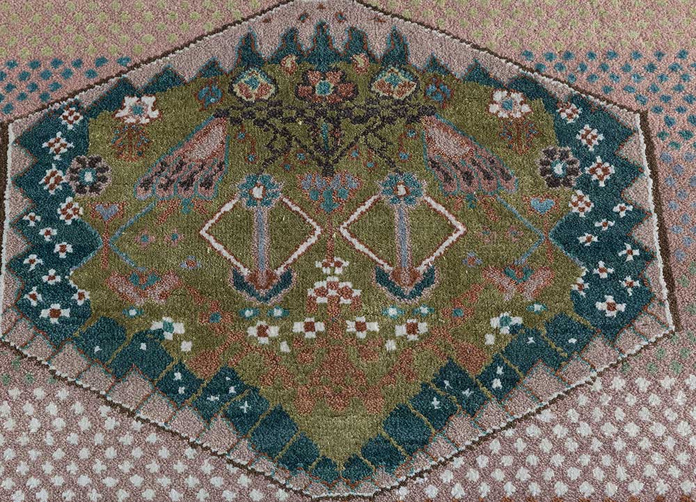 manchaha pink and purple wool and bamboo silk hand knotted Rug - CloseUp