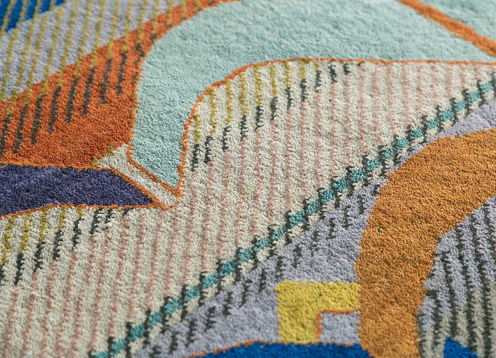 freedom manchaha multi wool and bamboo silk hand knotted Rug - CloseUp