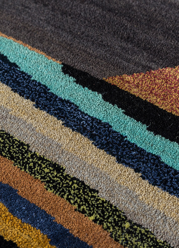 manchaha multi wool and bamboo silk hand knotted Rug - CloseUp