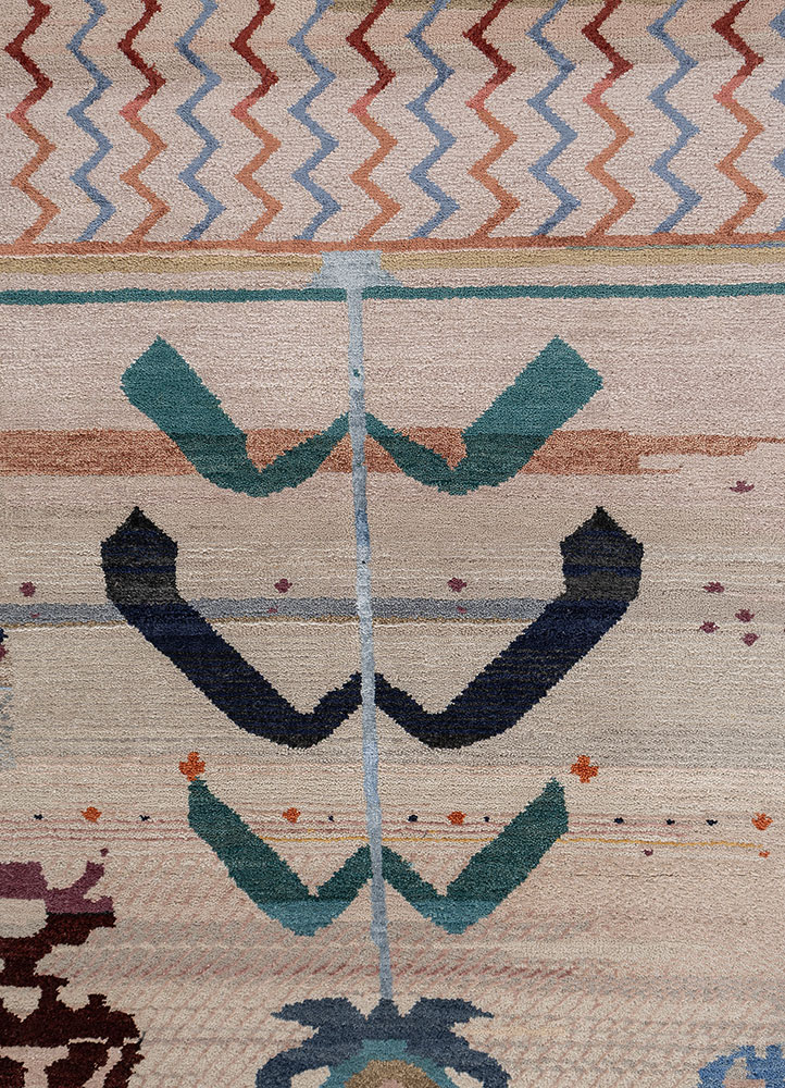 freedom manchaha grey and black wool and bamboo silk hand knotted Rug - CloseUp