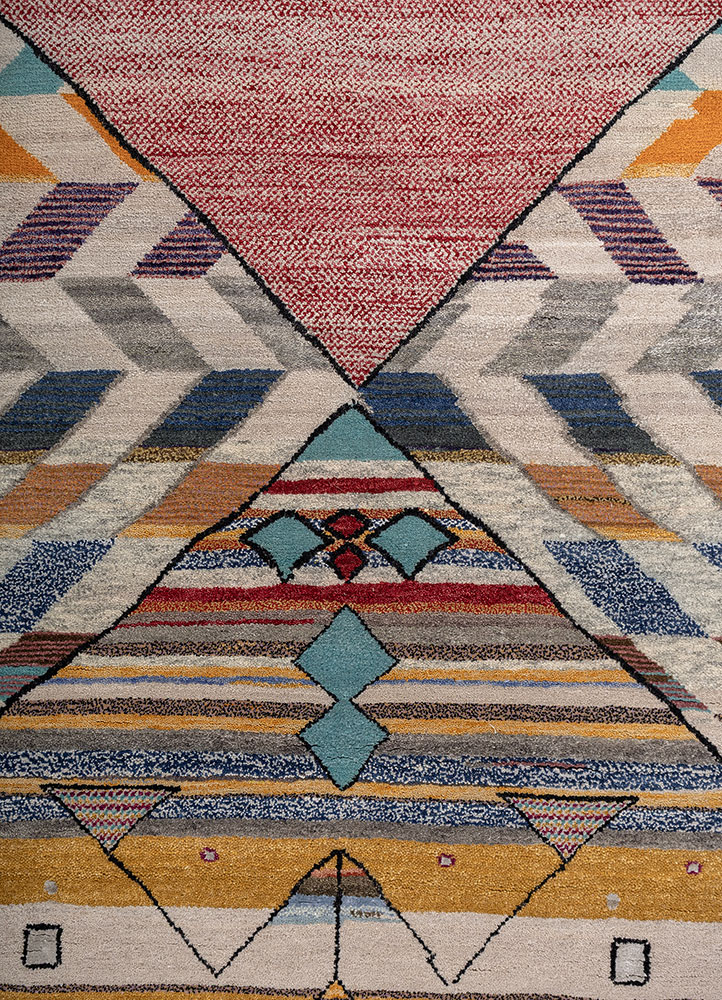 freedom manchaha blue wool and bamboo silk hand knotted Rug - CloseUp