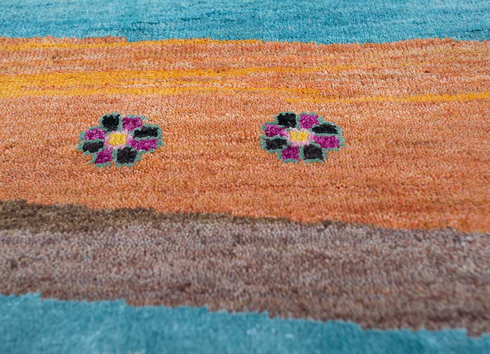 freedom manchaha multi wool and bamboo silk hand knotted Rug - CloseUp