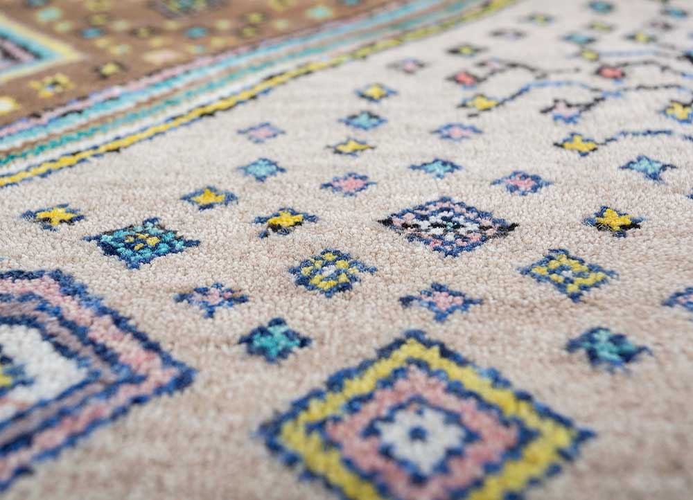 freedom manchaha ivory wool and bamboo silk hand knotted Rug - CloseUp