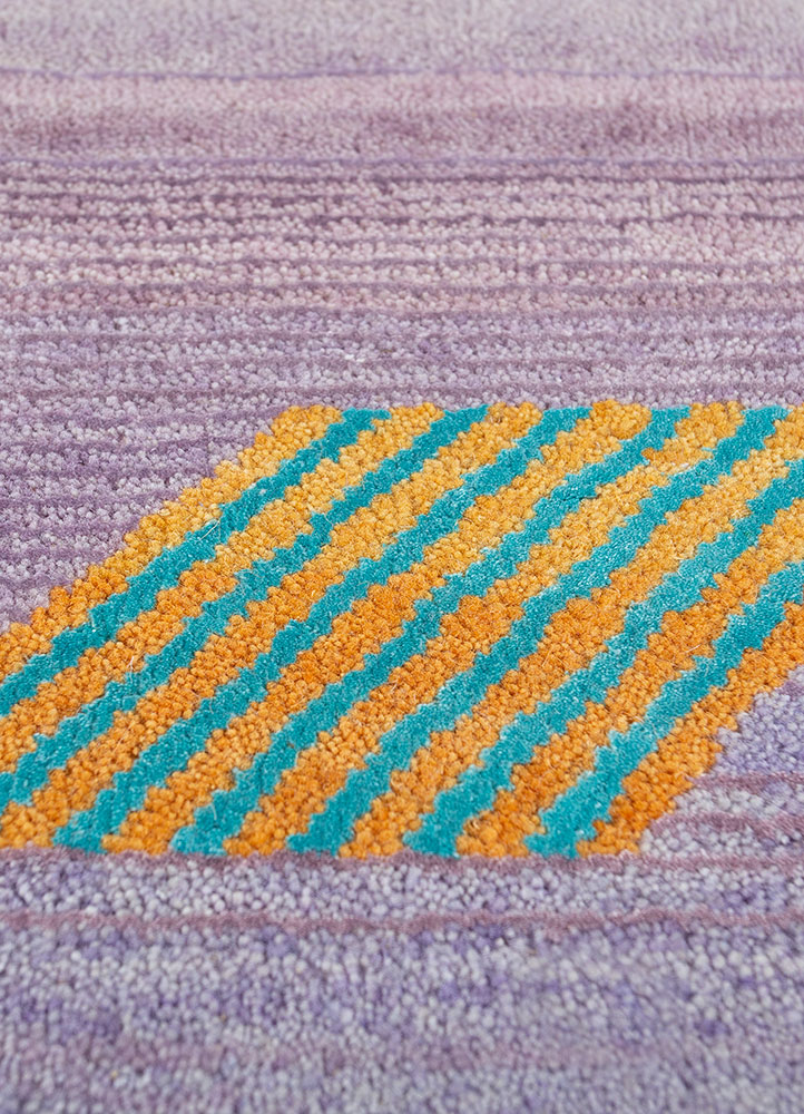 freedom manchaha pink and purple wool and bamboo silk hand knotted Rug - CloseUp